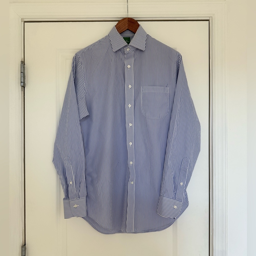 Sid Mashburn Poplin Dress Shirt - Blue and White Stripe Custom